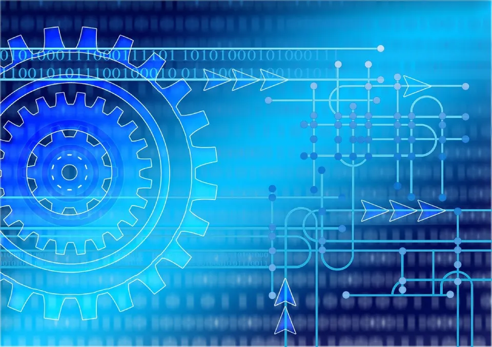 Blue digital gears and circuit design elements